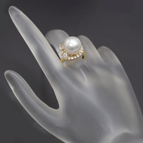 Queen K18YG White South Sea Pearl Diamond Ring Diameter approx. 12.2mm 