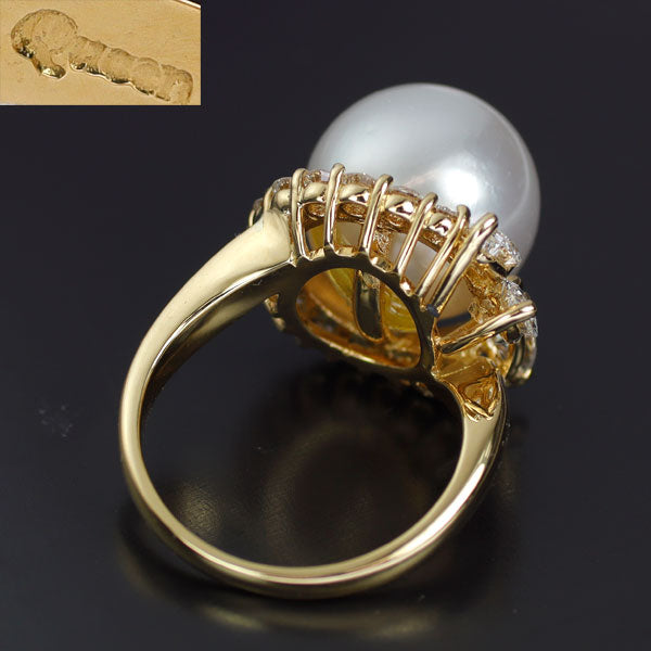 Queen K18YG White South Sea Pearl Diamond Ring Diameter approx. 12.2mm 