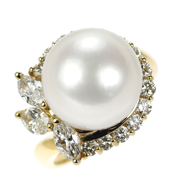Queen K18YG White South Sea Pearl Diamond Ring Diameter approx. 12.2mm 