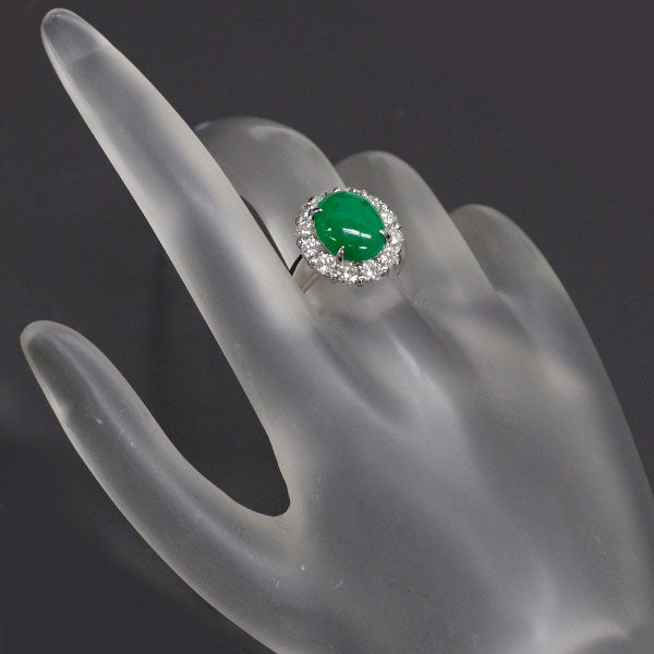 Pt900 Jade Diamond Ring 4.10ct D1.54ct 