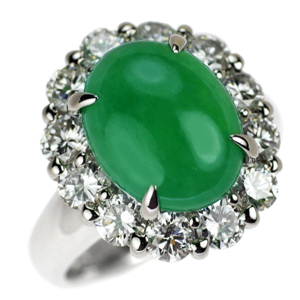 Pt900 Jade Diamond Ring 4.10ct D1.54ct 