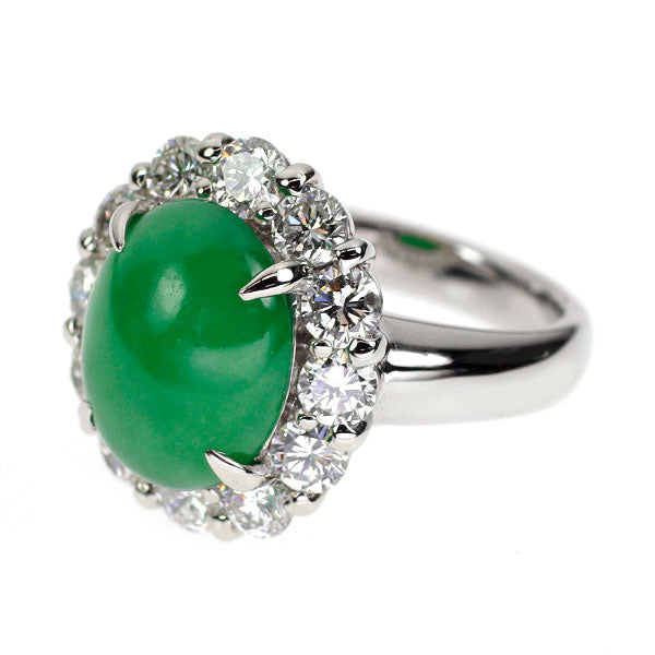 Pt900 Jade Diamond Ring 4.10ct D1.54ct 