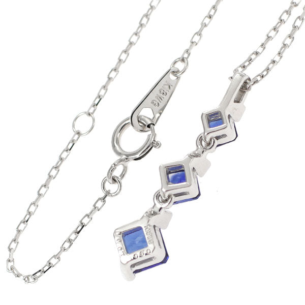 K18WG Sapphire Diamond Pendant Necklace 0.90ct D0.03ct 