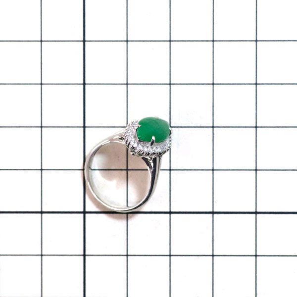 Pt900 樹脂含浸なし 翡翠 ダイヤモンド リング D0.36ct 陽刻ヴィンテージ製品