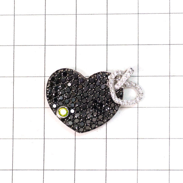 K18WG Apple Green Color Diamond Pendant Top 0.12ct D2.47ct Heart 