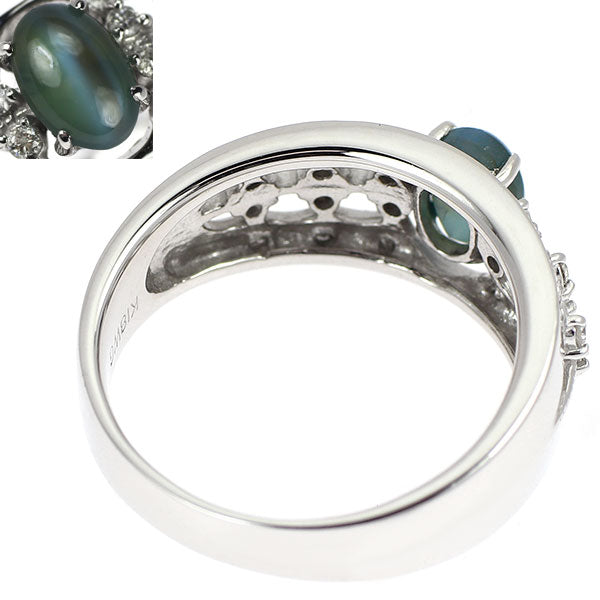 希少 K18WG アレキサンドライト キャッツアイ ダイヤモンド リング 0.88ct D0.19ct