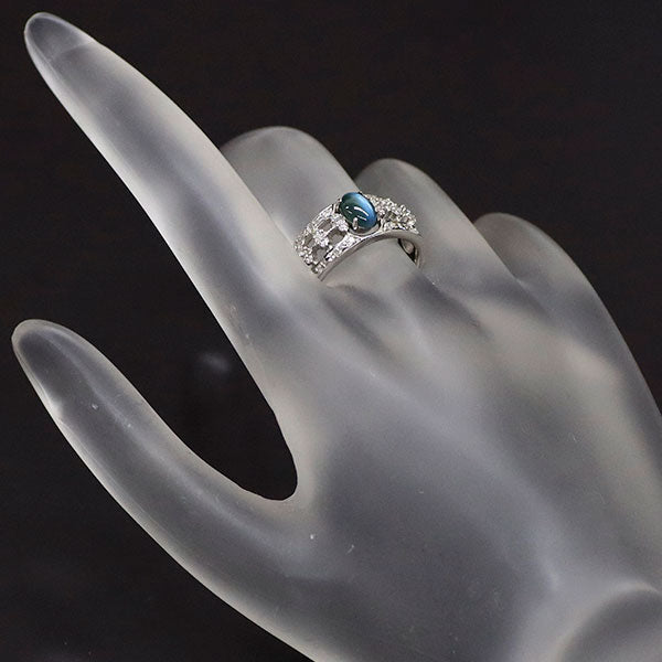 希少 K18WG アレキサンドライト キャッツアイ ダイヤモンド リング 0.88ct D0.19ct