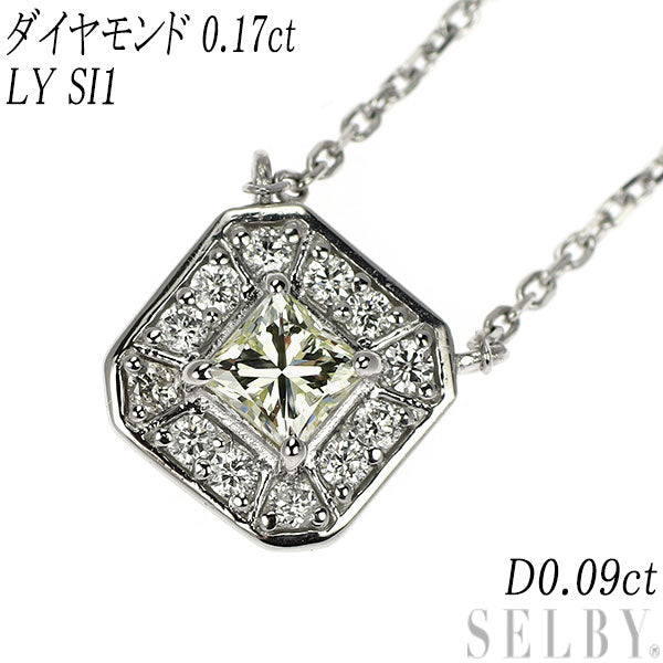 Pt900/ Pt850 プリンセスカット ダイヤモンド ペンダントネックレス 0.17ct LY SI1 D0.09ct – セルビーオンラインストア