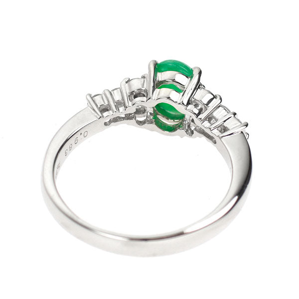 Pt900 翡翠 ダイヤモンド リング 0.983ct D0.27ct