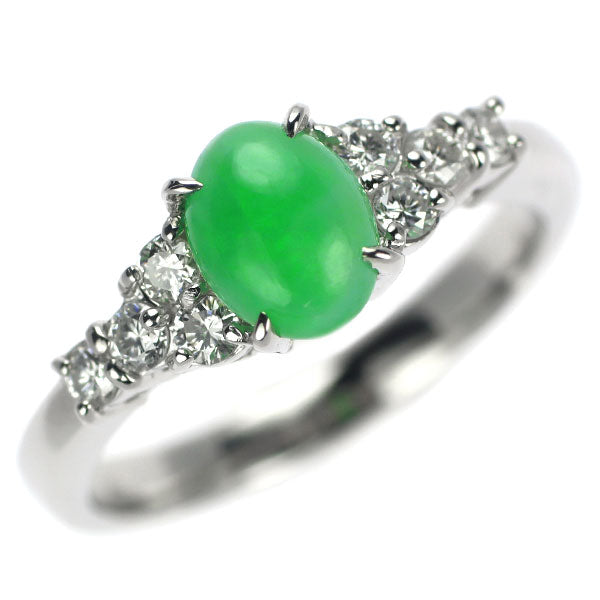 Pt900 翡翠 ダイヤモンド リング 0.983ct D0.27ct