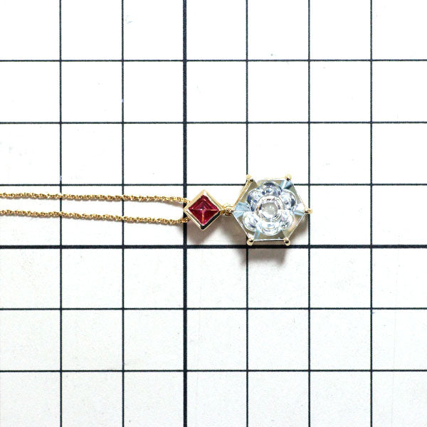 K18YG アクアマリン ピンクトルマリン ペンダントネックレス 2.88ct T0.18ct