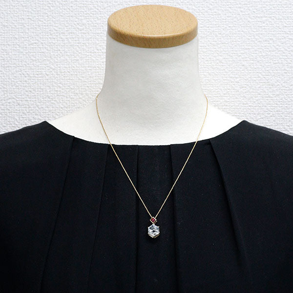 K18YG アクアマリン ピンクトルマリン ペンダントネックレス 2.88ct T0.18ct