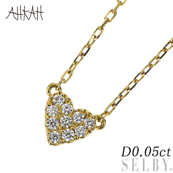 Vivienne Couture/Ahker K18YG Diamond Pendant Necklace 0.05ct Heart Pavé 