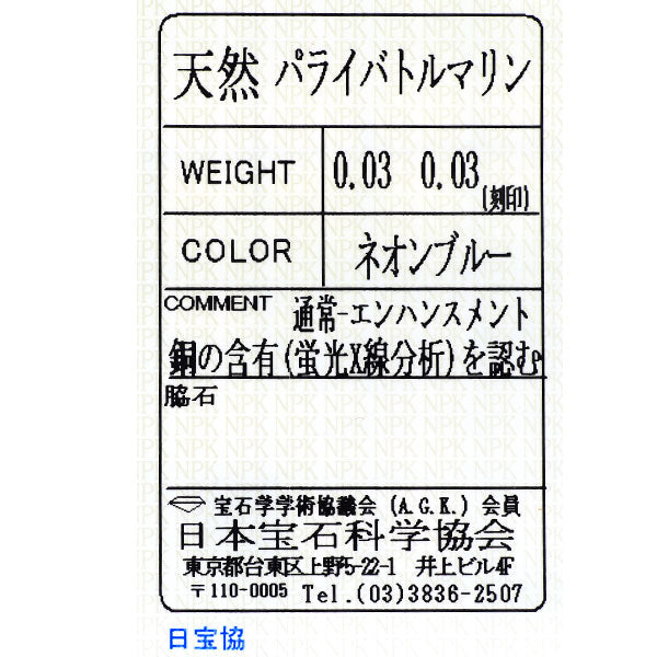 水野薫子 K18WG/K14WG パライバトルマリン イヤリング 0.06ct