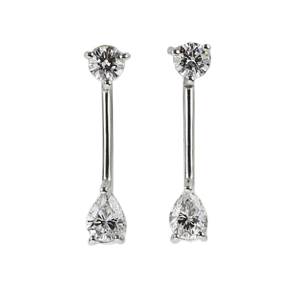 平和堂貿易 Pt ペアシェイプ ダイヤモンド ピアス 0.799ct D0.40ct