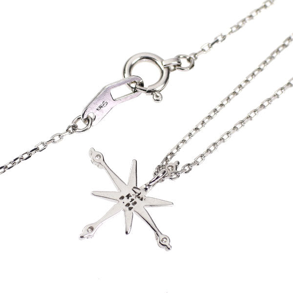 Star Jewelry K18WG Diamond Pendant Necklace 0.04ct Crossing Star 