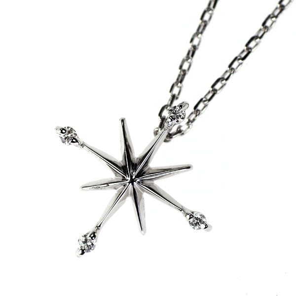 Star Jewelry K18WG Diamond Pendant Necklace 0.04ct Crossing Star 