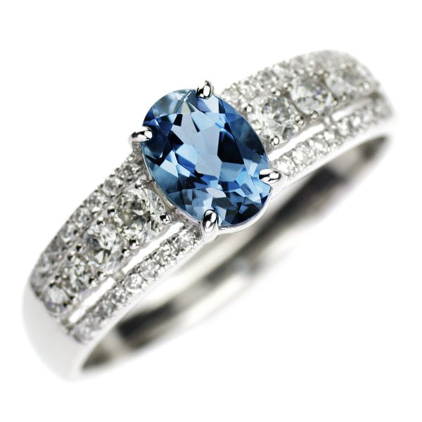 Pt900 アクアマリン ダイヤモンド リング 0.75ct D0.44ct
