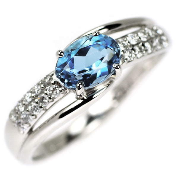 Pt900 アクアマリン ダイヤモンド リング 0.72ct D0.20ct