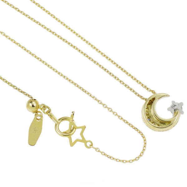 wish upon a star K18/Pt900 ダイヤモンド サファイア/ダイヤモンド ペンダントネックレス 0.095ct 0.02ct 月 ムーン 三日月