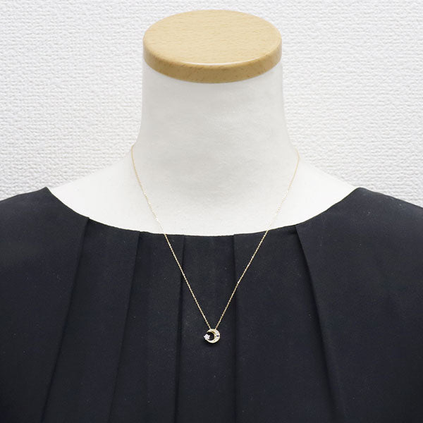 wish upon a star K18/Pt900 ダイヤモンド サファイア/ダイヤモンド ペンダントネックレス 0.095ct 0.02ct 月 ムーン 三日月