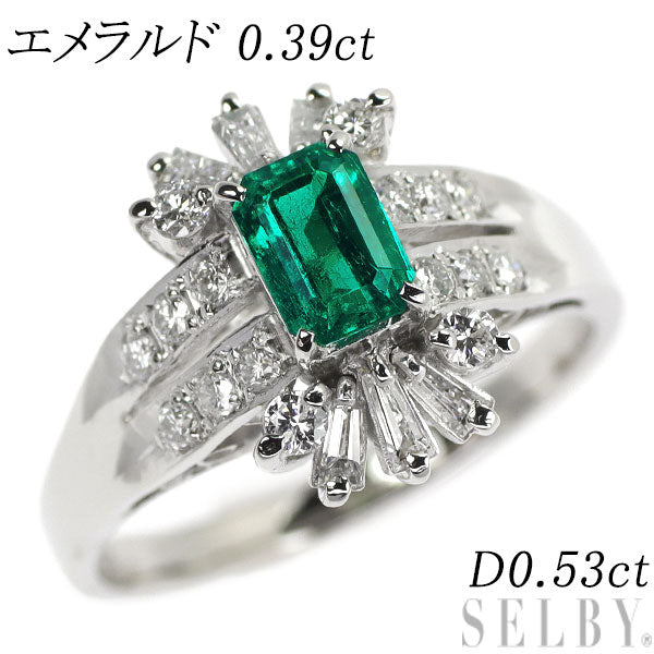 Pt900 エメラルド ダイヤモンド リング 0.39ct D0.53ct — セルビーオンラインストア