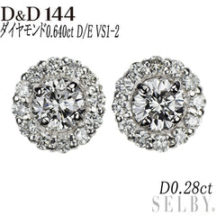 新品 Pt900 D&D144 ダイヤモンド ピアス 0.640ct D/E VS1-2 D0.28ct【エスコレ】