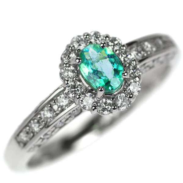 Pt900 ブラジル産パライバトルマリン ダイヤモンド リング 0.26ct D0.43ct