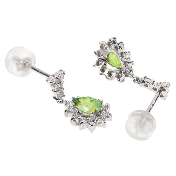 K18WG デマントイドガーネット ダイヤモンド ピアス 1.04ct D0.48ct