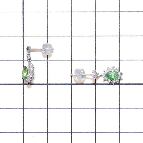 K18WG デマントイドガーネット ダイヤモンド ピアス 1.04ct D0.48ct
