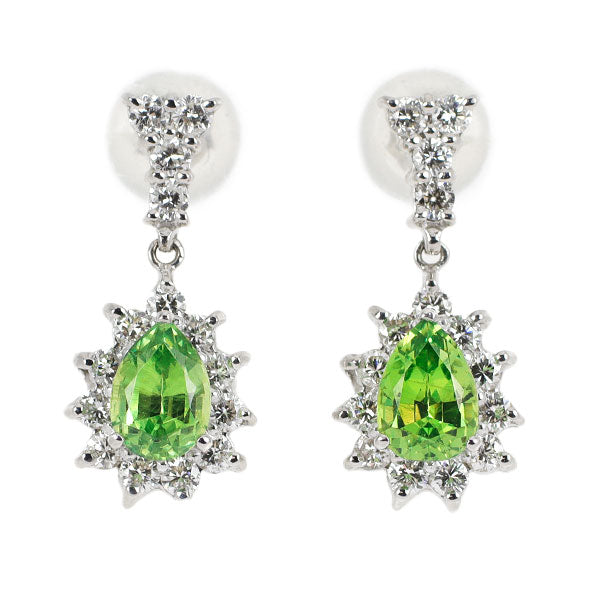 K18WG デマントイドガーネット ダイヤモンド ピアス 1.04ct D0.48ct