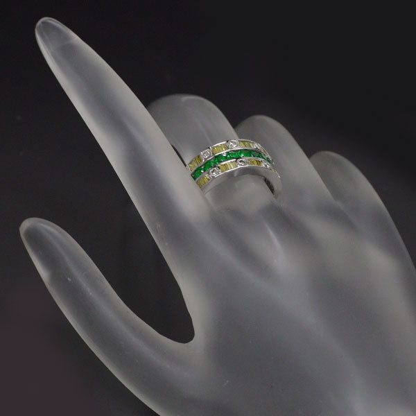 K18WG デマントイドガーネット ダイヤモンド リング 0.76ct D0.58ct