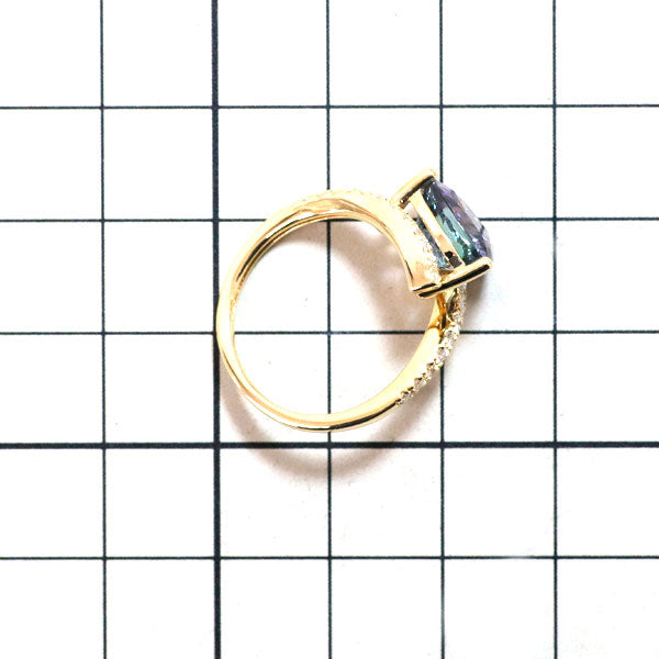 K18YG トリリアントカット タンザナイト ダイヤモンド リング 3.353ct D0.30ct