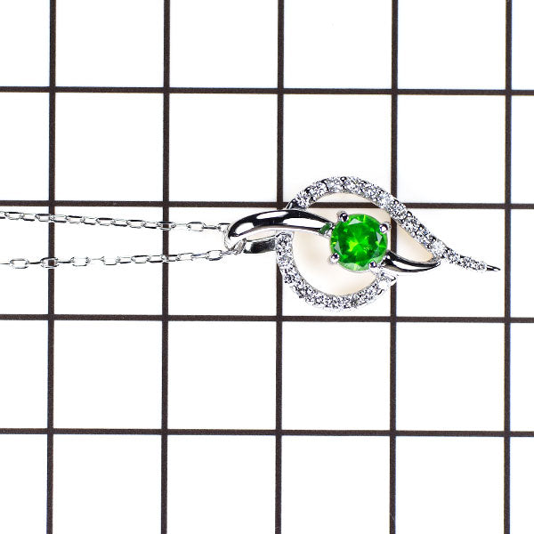 希少 K18WG デマントイドガーネット ダイヤモンド ペンダントネックレス 0.55ct D0.26ct
