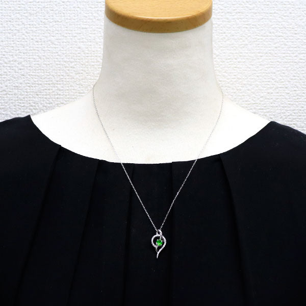 希少 K18WG デマントイドガーネット ダイヤモンド ペンダントネックレス 0.55ct D0.26ct