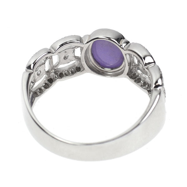 Pt900 樹脂含浸なし ラベンダー翡翠 ダイヤモンド リング 1.922ct D0.26ct