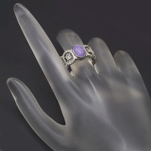 Pt900 樹脂含浸なし ラベンダー翡翠 ダイヤモンド リング 1.922ct D0.26ct