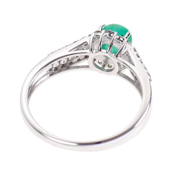 K18WG エメラルドキャッツアイ ダイヤモンド リング 0.95ct D0.52ct