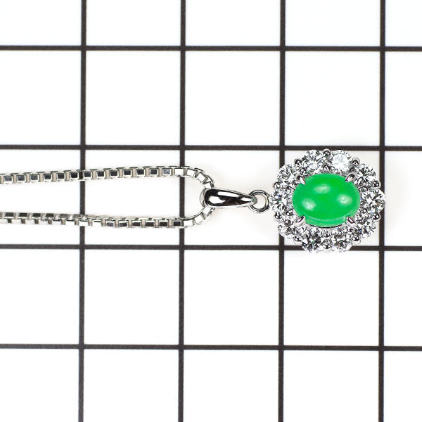 Pt 翡翠 ダイヤモンド ペンダントネックレス 0.583ct D0.88ct