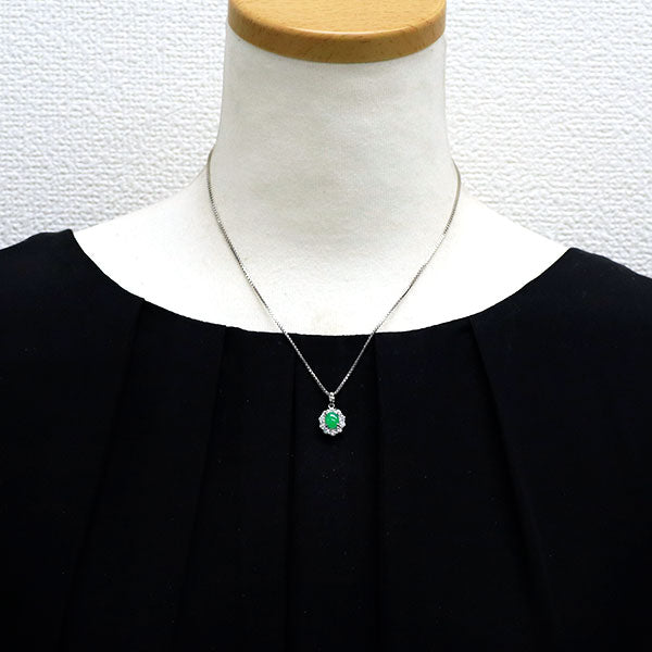 Pt 翡翠 ダイヤモンド ペンダントネックレス 0.583ct D0.88ct