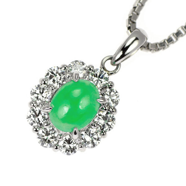 Pt 翡翠 ダイヤモンド ペンダントネックレス 0.583ct D0.88ct