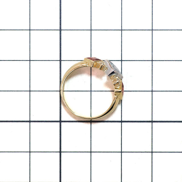 K18YG/Pt850 アクアマリン ピンクトルマリン ダイヤモンド リング 0.59ct PT0.69ct D0.08ct