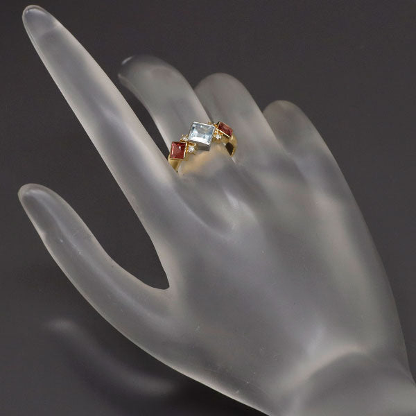 K18YG/Pt850 アクアマリン ピンクトルマリン ダイヤモンド リング 0.59ct PT0.69ct D0.08ct