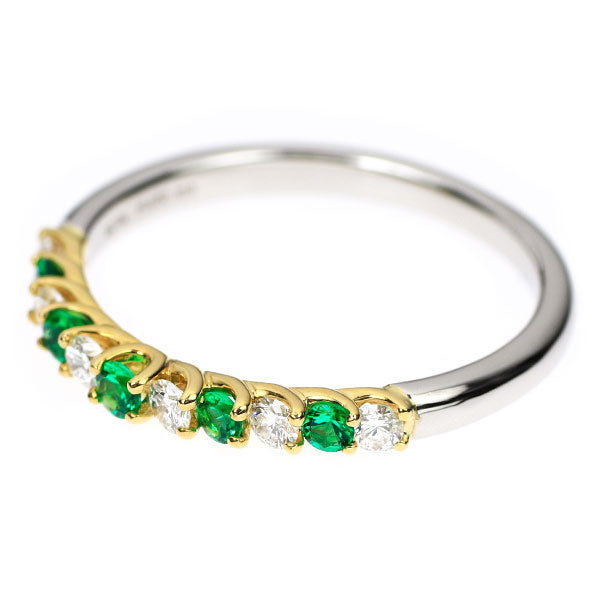 SUWA K18/Pt950 エメラルド ダイヤモンド リング 0.10ct D0.22ct アニバーサリーバンド