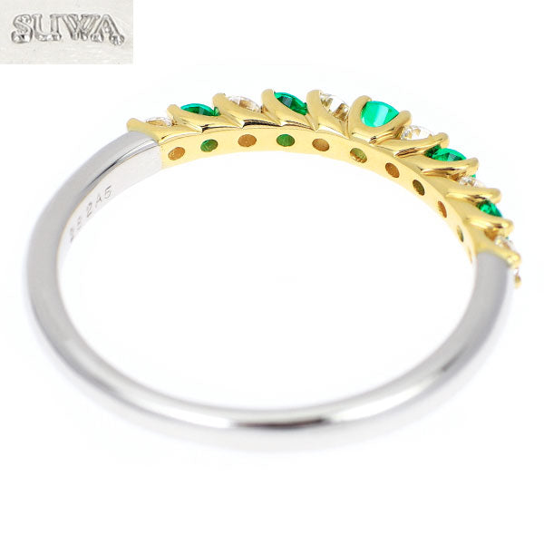 SUWA K18/Pt950 エメラルド ダイヤモンド リング 0.10ct D0.22ct アニバーサリーバンド
