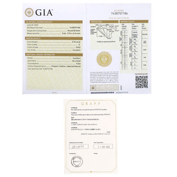 グラフ K18WG ダイヤモンド リング 0.70ct G VVS2 EX アイコンラウンド