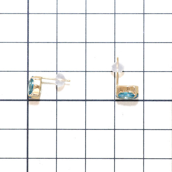 新品 K18YG ブルージルコン ピアス 3.80ct スタッド