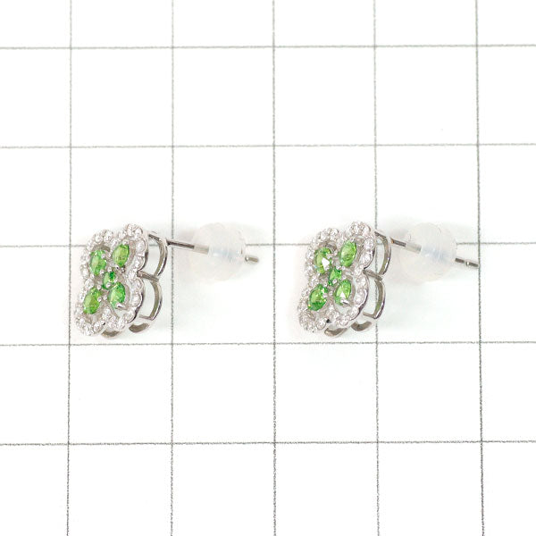 新品 希少 Pt900 ロシア産デマントイドガーネット ダイヤモンド ピアス 0.66ct D0.32ct フラワー