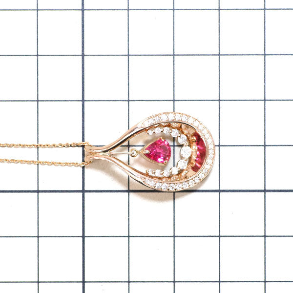 K18PG ピンクトルマリン ダイヤモンド ペンダントネックレス 0.694ct D0.50ct