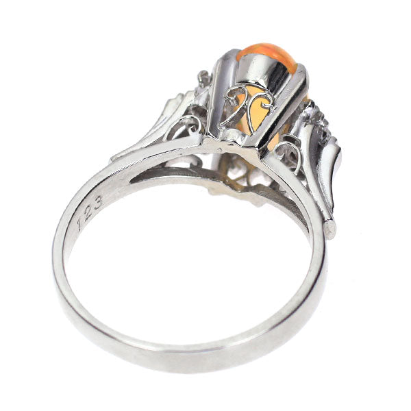Pt850 ファイヤーオパール ダイヤモンド リング 1.23ct D0.15ct